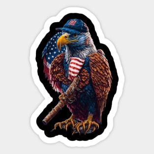 American eagle, flag, baseball hat and baseball bat Tshirt design Sticker